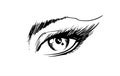 Hand drawn illustration. Beautiful woman eye makeup. Fashion sketch Royalty Free Stock Photo