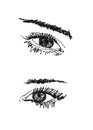 Hand drawn vector illustration. Beautiful woman eye makeup. Fashion sketch Royalty Free Stock Photo