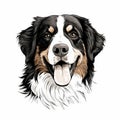 Minimalist Bernese Mountain Dog Sketch Art On White Background Royalty Free Stock Photo