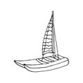 Doodle vector illustration of a catamaran.