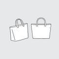 Hand drawn vector illustration of blank tote bag template.