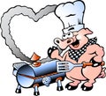 Illustration of an Chef Pig making BBQ Royalty Free Stock Photo