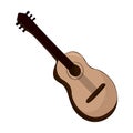 Hand drawn Vector illustration. Classical wooden guitar. String plucked musical instrument. Isolated on white background Royalty Free Stock Photo