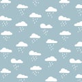 Hand drawn vector illustration of cloud rain drops pattern. Royalty Free Stock Photo