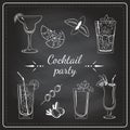 Hand drawn vector illustration of cocktails set. Vector illustration