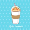 Hand drawn vector illustration - coffee drink with chocolate