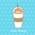 Hand drawn vector illustration - coffee drink with chocolate Royalty Free Stock Photo
