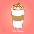 Hand drawn vector illustration - coffee drink with chocolate