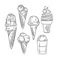 Hand drawn vector illustration - Collection of ice cream.