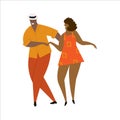 Hand drawn vector illustration of a couple dancing sexy fun bachata, salsa, kizomba dance. Isolated on white background