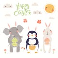 Cute animals Easter card Royalty Free Stock Photo