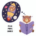 Cute bear reading a book Royalty Free Stock Photo