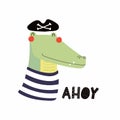 Cute crocodile pirate