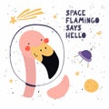 Cute flamingo in space Royalty Free Stock Photo