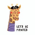 Cute giraffe pirate Royalty Free Stock Photo