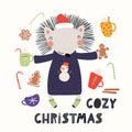 Cute hedgehog Christmas card