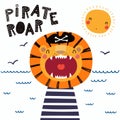 Cute lion pirate Royalty Free Stock Photo