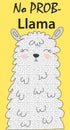 Hand drawn illustration of a cute funny llama face Scandinavian style flat design