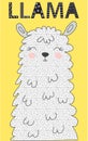 Hand drawn vector illustration of a cute funny llama. Isolated objects on white. Scandinavian style flat design.