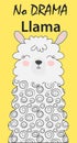 Hand drawn vector illustration of a cute funny llama. Isolated objects on white. Scandinavian style flat design