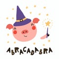 Cute witch pig