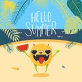 Cute happy monster in summer Royalty Free Stock Photo