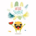 Cute happy monster in summer Royalty Free Stock Photo