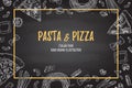 Hand drawn vector illustration - Different kinds of pasta and pi Royalty Free Stock Photo