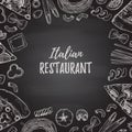 Hand drawn vector illustration - Different kinds of pasta and pi Royalty Free Stock Photo