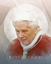 Hand drawn illustration of Benedict XVI