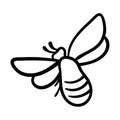 Hand drawn vector illustration. Vector drawing of honeybee. Hand drawn insect sketch isolated on white. Engraving style bumble bee