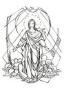 Hand drawn illustration of the Immaculate Conception of Mary Royalty Free Stock Photo