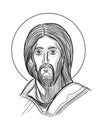 Jesus Christ Face vector digital illustration Royalty Free Stock Photo