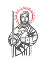 Jesus Christ Good Shepherd illustration