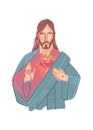 Jesus Christ Sacred Heart illustration Royalty Free Stock Photo