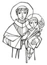 Hand drawn illustration of Saint Anthony of padua