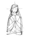 Jesus Virgin Mary praying Virgin Mary praying illustration Face