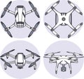 Hand drawn vector illustration of drones. Royalty Free Stock Photo