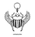 Hand drawn vector illustration - Egyptian collection. Scarab bee