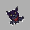 Hand drawn vector illustration. Evil black cat. Sticker. Cartoon