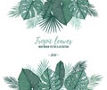 Hand drawn vector illustration - frame with Palm leaves monster Royalty Free Stock Photo