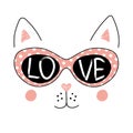 Cute cat in glasses poster Royalty Free Stock Photo