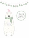 Funny singing polar bear Christmas card Royalty Free Stock Photo