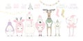 Funny singing animals and Santa Christmas card