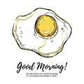 Hand drawn vector illustration - good morning! Scrambled eggs.