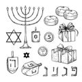 Hand drawn vector illustration - Hanukkah. Jewish Holiday. Royalty Free Stock Photo