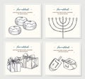 Hand drawn vector illustration - Hanukkah. Jewish Holiday. Royalty Free Stock Photo