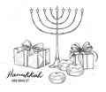 Hand drawn vector illustration - Hanukkah. Jewish Holiday. Set o Royalty Free Stock Photo