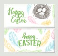 Hand drawn vector illustration. Happy Easter! Design brochures w