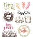Hand drawn vector illustration. Happy Easter! Easter design elem